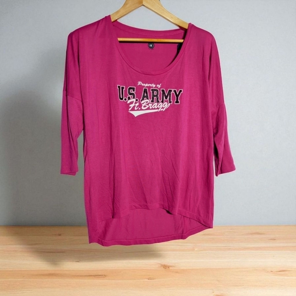 Property Of U.S. Army Ft Bragg Sz L Women's Pink Top Champion
